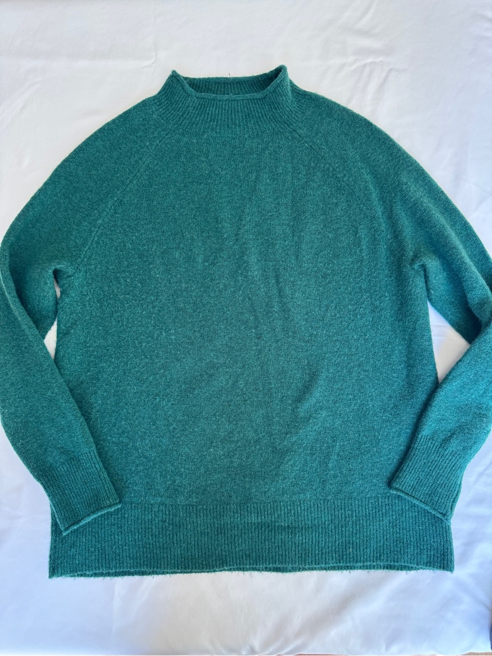 J.Crew XS Emerald Green Roll Neck Sweater Alpaca Merino Wool Blend Mock Neck